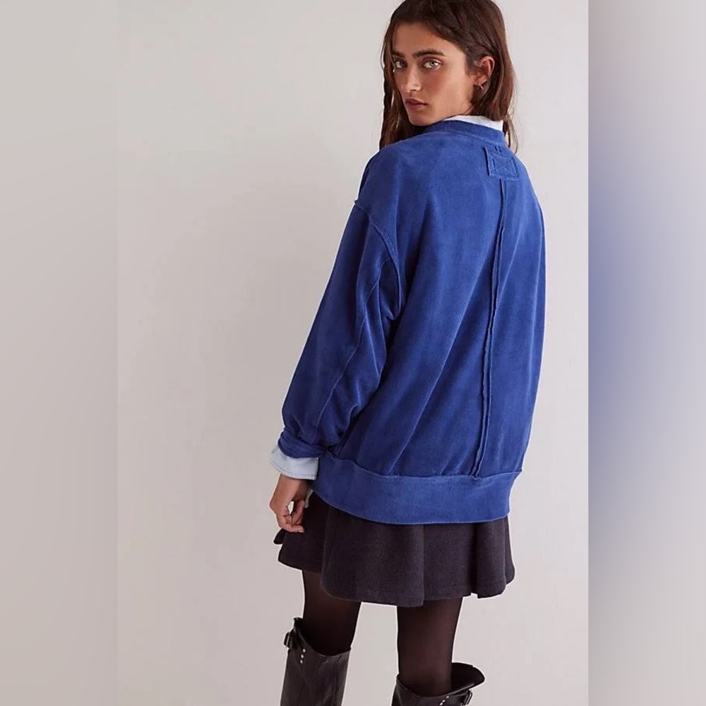 NWT Free People We The Free Preston Pullover In Blue